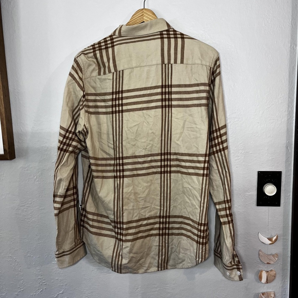 NN07 No Nationality Shirt Mens Medium Tan Plaid Sixten Button Down Long Sleeve - Picture 2 of 9